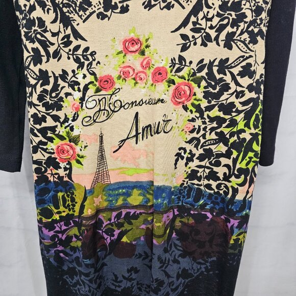 Lanz Black Jacket Hooded Paris Eiffel Artsy Tower Boho Zip Jersey 2XL - Picture 6 of 10